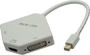 Mini DP to hdmi 4k for HDMI DVI VGA Adapter, Mini DisplayPort(Thunderbolt) to HDMI 4K 3in1adaptor,Mini DP to HDMI with Gold-Plated Connector Compatible for MacBook Pro Mac Book Air Surface Pro(White)