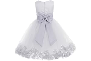 EKIDSBRIDAL Ivory Tulle Rose Floral Petals Toddler Flower Girl Dresses Bridal Gown 302T