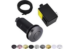 BESTILL Garbage Disposal Button, UL Listed, Cordless Sink Top Air Switch Kit for Waste Disposer, 3.6" Long Push Button with Brass Cover, Gunmetal Gray, Compatible with all Garbage Disposals