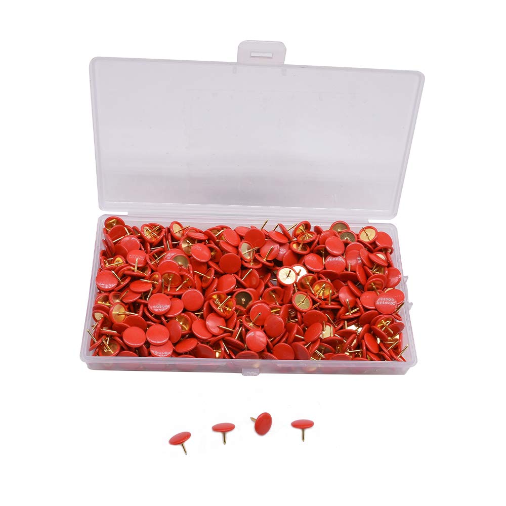 YOFASEN Pack of 500 Drawing Pins Coloured - 10 x 9MM Thumb Tacks Push Pins for Wall Maps, Photos - Assorted Colour, Red/500PCS