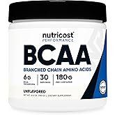 Nutricost BCAA Powder (Unflavored, 30 Servings) - Vegetarian, Non-GMO, Gluten Free, Optimal 2:1:1 Ratio