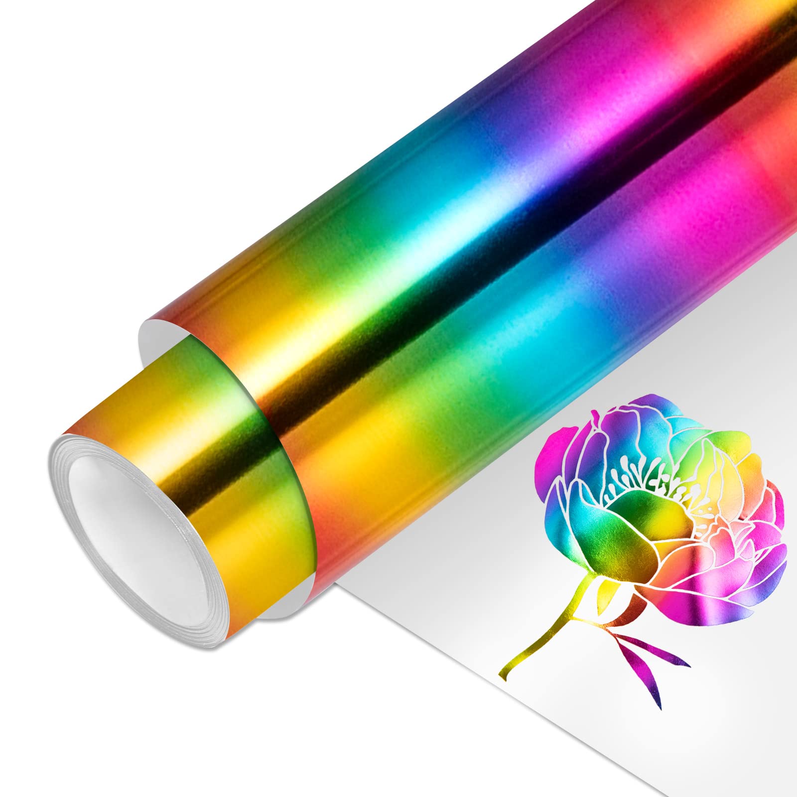 VINYL FROG HTV PU Metallic Rainbow Holographic Roll 30.5x155cm Iron on Vinyl Easy to Cut & Weed Heat Transfer Vinyl DIY Heat Press Design for T-Shirts