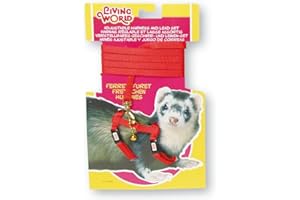 Living World Adjustable Harness and Lead Set for Ferrets, Red, 1.2 Meter (4 Feet)