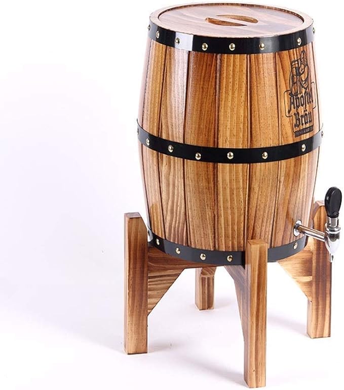 WMM Vertical Oak Barrel Wine Barrel Dispenser Stainless