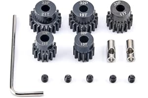 FPVDrone RC Pinion Gear 32P 5mm Hardened Metal Pinion Motor Gear Set 13T 15T 17T 19T 21T with 3.175mm Coupler for 1/8 RC Car