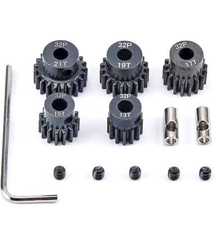 Treehobby 4-Pack Steel Pinion Gear Set - 17T 18T 19T 20T 5mm Shaft For 1/8 RC Cars (32P 0.8 Metric Pitch)