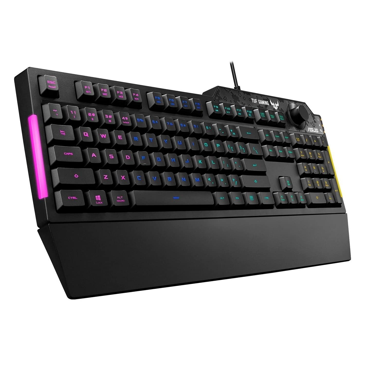 ASUS TUF Gaming K1 RGB keyboard with dedicated volume knob, spill-resistance, side light bar and Armoury Crate, UK Layout