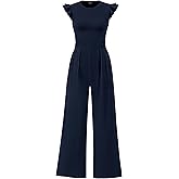 PRETTYGARDEN Summer Jumpsuits for Women Dressy 2026 Fashion Ruffle Cap Sleeve Romper Crew Neck Rib Knit One Piece Outfits