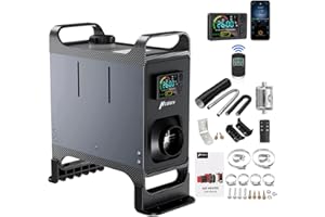 HCALORY Uypgrade Version 12V 24V 8KW Diesel Heater with Base, Portable Diesel Air Heater All-in-One Heater with Bluetooth APP Control, Fixed Bracket for Car Truck Boat Bus RV Trailer and Camper Grey