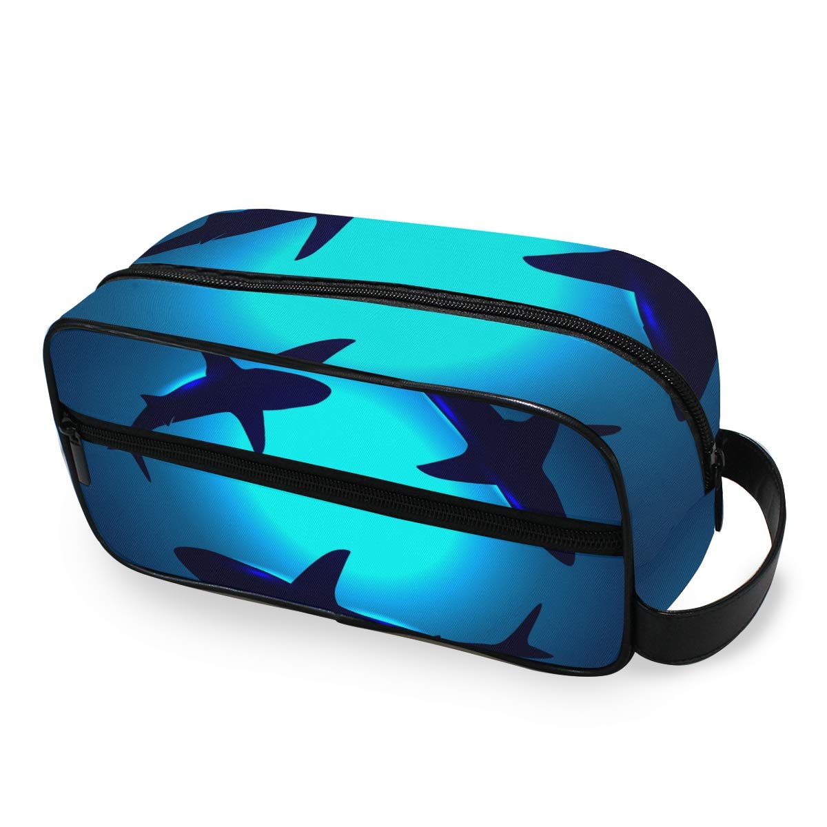 Moyyo Ocean Sea Floating Shark Portable Wash Bag for Travel, Gym, Camping - Hanging Toiletry Bag for Women, Men, Kids