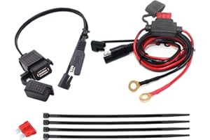 JZK SAE to USB Cable Adapter SAE Quick Disconnect 2.1A Waterproof USB Port with Inline Fuse, Socket Cable 12V-24V for Motorcycle Cellphone Tablet GPS