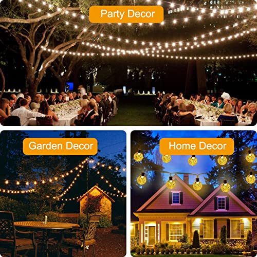Guirnalda Luces Exterior Solares,Anmossi 11M 60 LEDs Guirnalda Luces Solar,8 Modos,Blanco Calido,Impermeable Cadena de Luces Solares para TInteriores y Exteriores Jardín,Navidad,Terraza,Fiestas