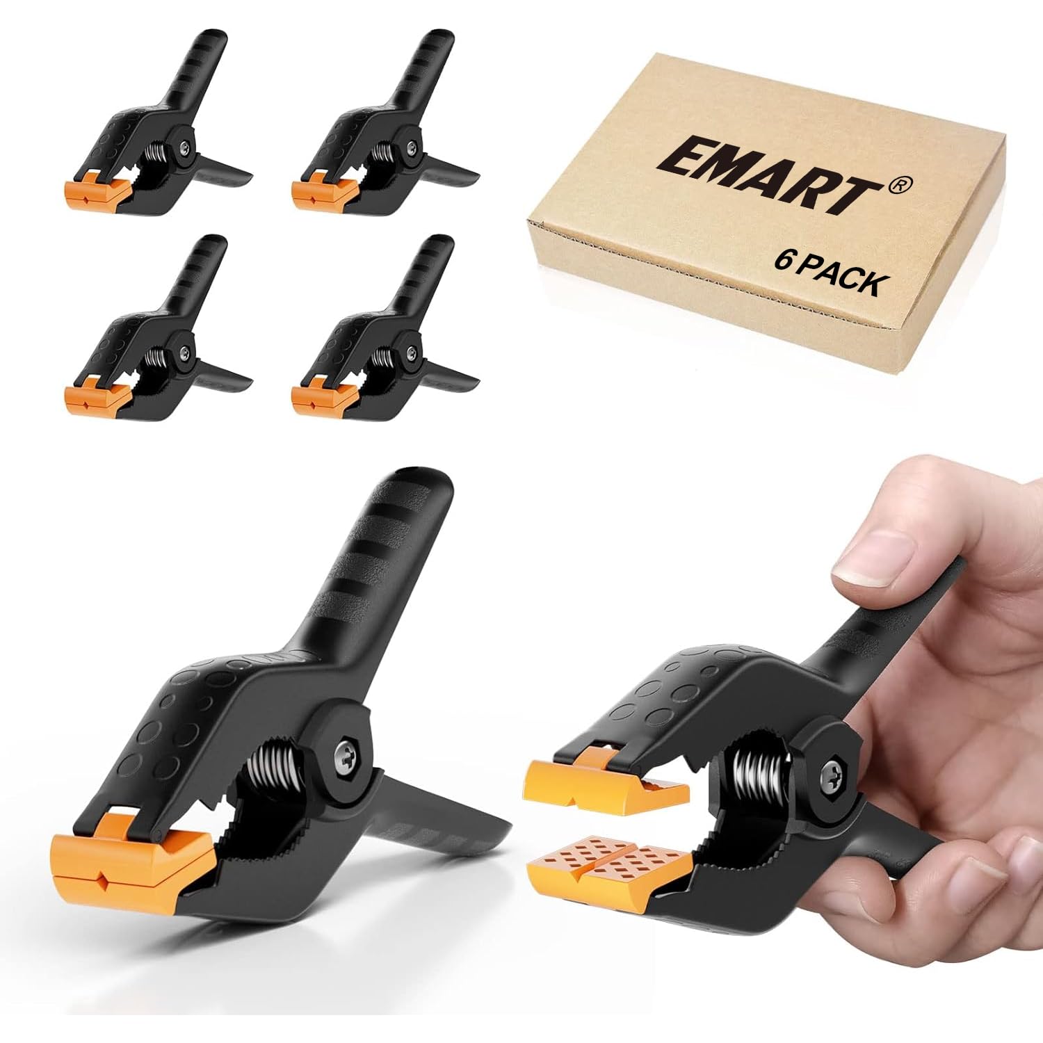 EMART 6 Pack Heavy Duty Muslin Spring Clamps, 4.5 inch Photo Booth Backdrop Clips for Photography Studio