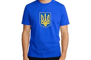Encountering Beauty Ukrainian Flag T‑Shirt,Ukraine Coat Text Print Men's Crew T-Shirt Neck,Cotton Tee，Versatile Shirts