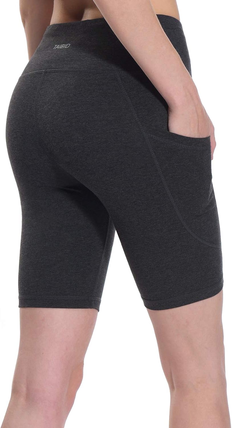 TAIBID Women's High Waist Workout Running Yoga Shorts Side Pockets Tummy Control Athletic Shorts, Size S - XXL: Clothing