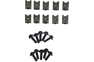 Qiilu Universal Motorcycle Fairing Body Bolt Kit Screw Spire Speed Fastener Clip Nut 10x M5 Fit for Motorcycle Bikes Scooters