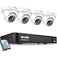 ZOSI 3K 5MP Lite H.265+ Home Security Camera System, 8 Channel Surveillance DVR with AI Human Vehicle Detection and 4 x 1080p Weatherproof CCTV Dome Camera Outdoor Indoor, 80ft Night Vision, 1TB HDD