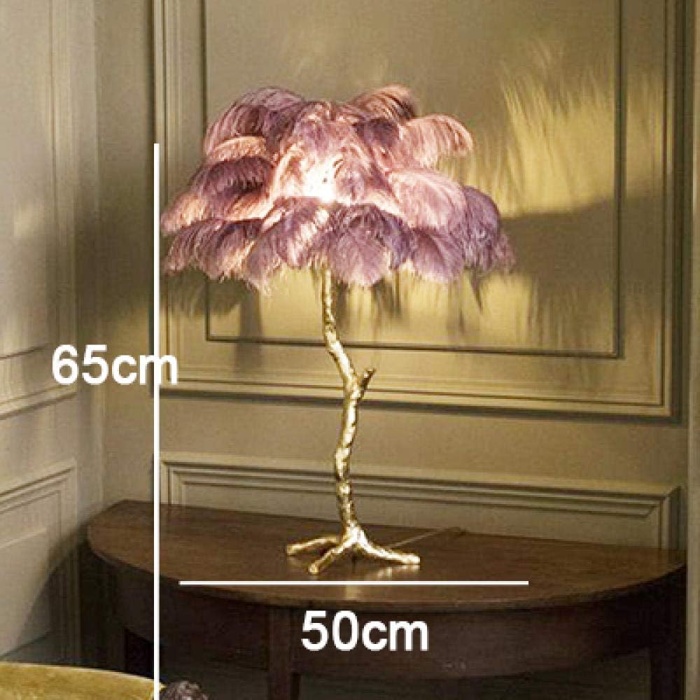 Table Lampmodern Luxury Ostrich Feather Gold Floor Lamp Copper Brass Resin Nordic Standing Lamp for Villa Tripot Hotel Decorative Lighting-Purple H65Cm_Red H50Cm_Resin_Czech Republic