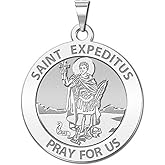 PicturesOnGold.com Saint Expeditus Round Religious Medal - 3/4 Inch Size of a Nickel - Sterling Silver