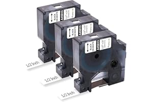 FRESHWORLD 3-Pack Label Maker Tape Compatible with DYMO D1 Label Tape 45013 S0720530 Replace for D1 A45013 Refills, Black on White, 1/2 In x 23Ft, for Dymo LabelManager 160 420P 210D 280 360D PnP 220P 260P 500TS