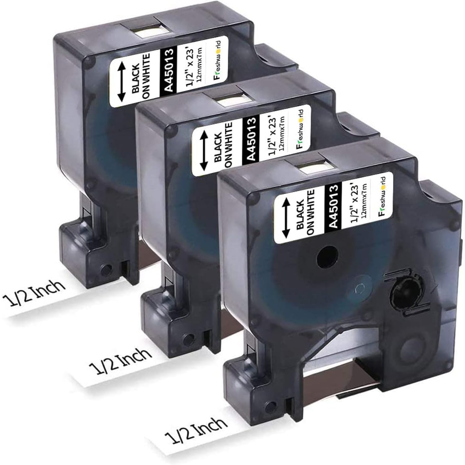 Photo 1 of 3-Pack Label Maker Tape Compatible with DYMO D1 Label Tape 45013 S0720530 Replace for D1 A45013 Refills, Black on White, 1/2 In x 23Ft, for Dymo Label Manager 160 420P 210D 280 360D PnP 220P 260P 500TS