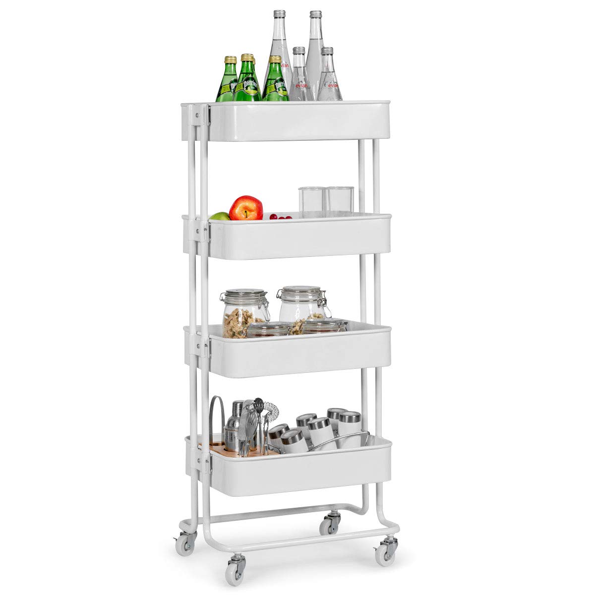 Best Large White 4-Tier Rolling Kitchen Cart