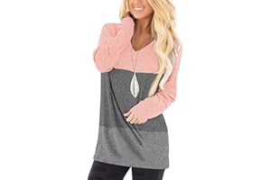 Jescakoo Tunic Tops to Wear with Leggings Long Sleeve V Neck T Shirts Casual Loose Fit