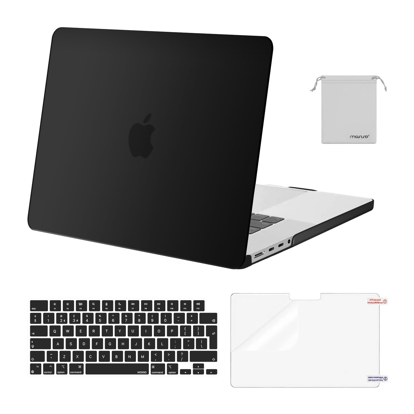 MOSISO Compatible with MacBook Pro 16 inch Case 2026-2021 M5 M4 M3 M2 M1 A3429 A3428 A3403 A3186 A2991 A2780 A2485 Pro Max, Plastic Hard Shell Cover&KeyboardSkin&Screen Protector&Pouch, Black