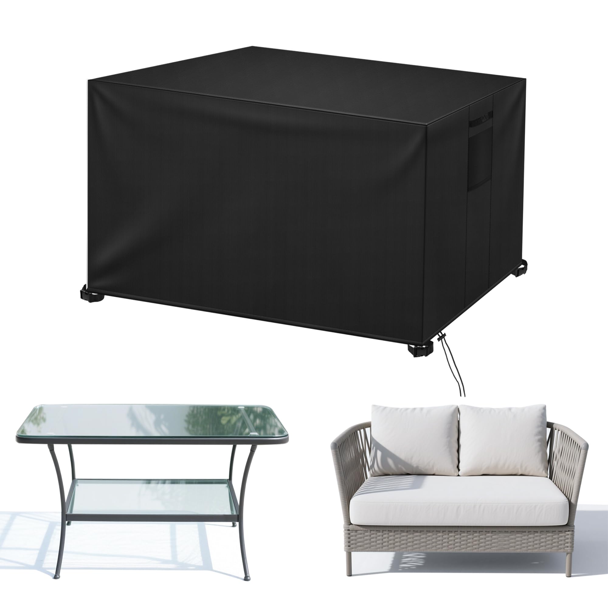 Bemece Garden Furniture Covers, Upgraded Waterproof 420D Oxford Outdoor Patio Rectangular Cover, 123 * 61 * 72cm