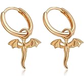 Dragon Charm Hoop Earrings for Women Tiny Dragon Jewelry Gifts
