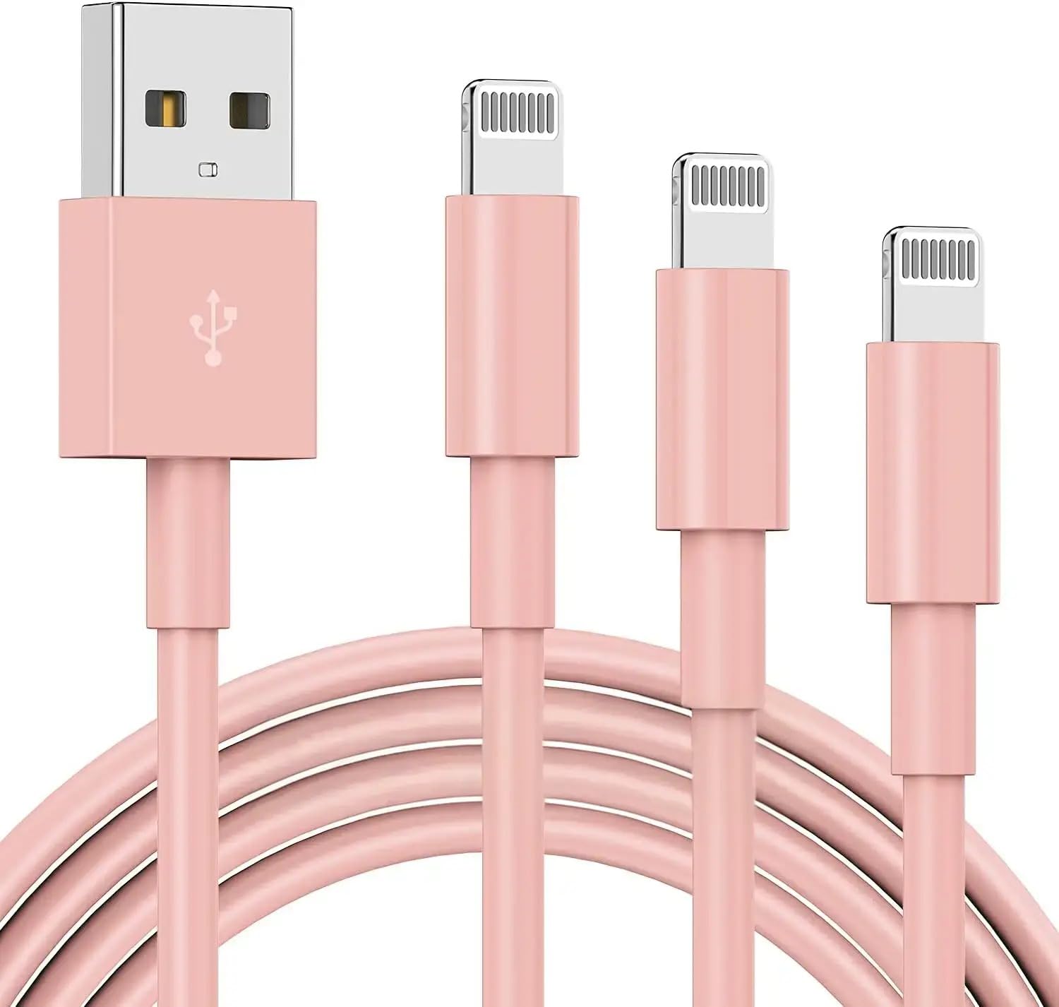 Photo 1 of 3 Pack Apple MFi Certified Charger Cable 6ft, Lightning to USB Cable Cord 6 Foot, 2.4A Fast Charging,Apple Phone Long Chargers for iPhone 13/12/11/11Pro/11Max/ X/XS/XR/XS Max/8/7/6 Pink
