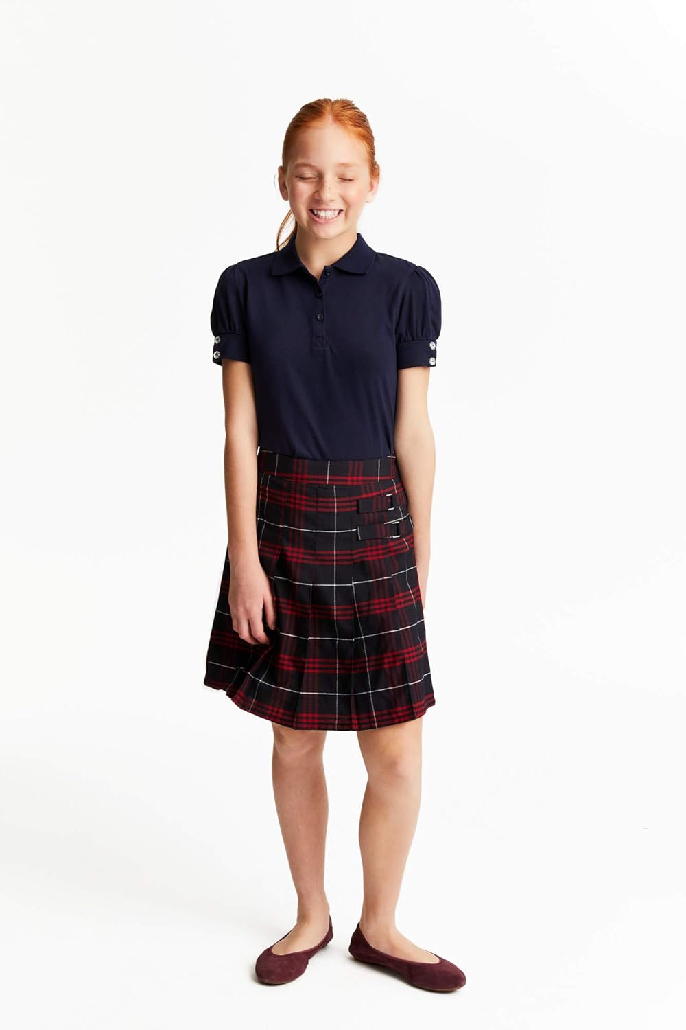 French Toast Girls' Plaid Two-Tab Scooter Skirt: Clothing