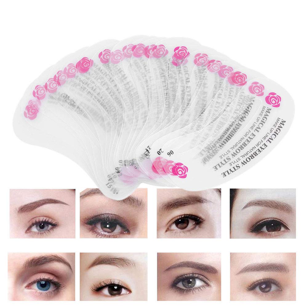 Luckycivia 48 PCS Different Styles Eyebrow Shaping Stencils, Reusable Eyebrows Grooming Stencil Kit, Shaping Templates DIY Tools, Pack of 2.