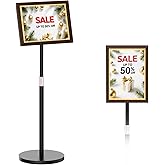 PPH-Sisy Sign Holder Stand 8.5x11 Inch, Adjustable Floor Standing Sign Holder for Display with Heavy Duty Base Wooden Frame Signage Stand for Malls, Shop, Restaurants