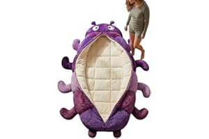 Hugging Caterpillar Sleeping Bag for Adults, Plush Cocoon Sleeping Bag with Pull Cord, Full Body Fluffy Lounger, Wearable Hoo