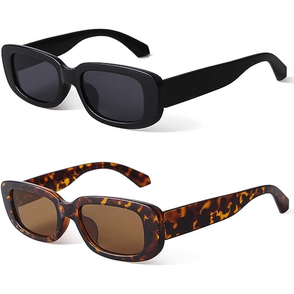 Lightweight Brown Tortoise Rectangle Sunglasses - UV400 Protection Included Tortoise Thick Hipster Rectangle Tinted Sunglasses with  main image 3