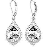 Talonior Mushroom Earrings for Women S925 Sterling Silver Mushroom Jewelry Drop Dangle Leverback Mothers Day Gifts