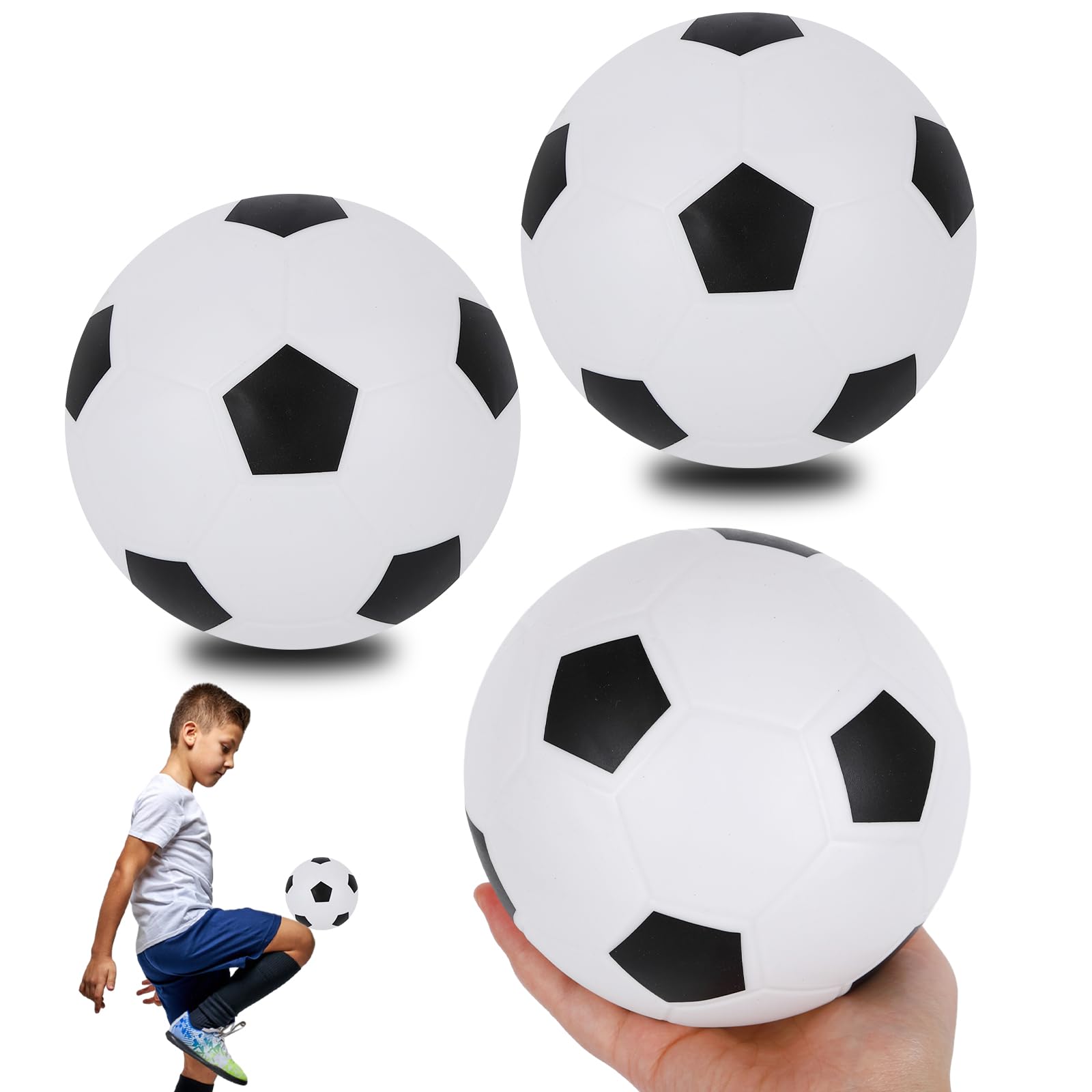 GLAITC 3 Pcs Mini Rubber Soccer Ball, 16Cm Inflatable Soccer, Kids Rubber Footballs, Small Soft Soccer Ball, Outdoor Activity Game Football for Outdoor Indoor Playground Garden Beach for Kids