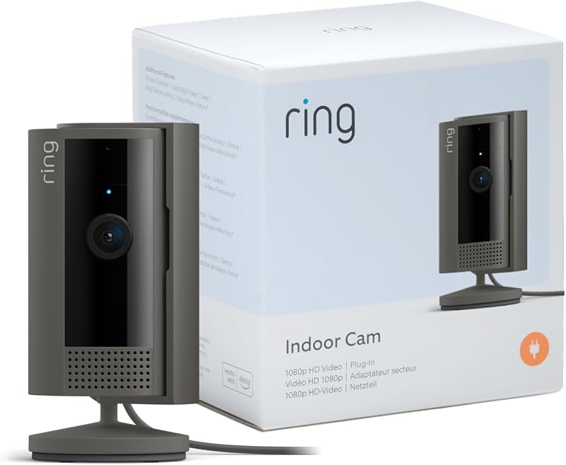 Caméra intérieure (Indoor Camera 2e gén.) | Caméra de surveillance wifi sur secteur pour animaux, vidéo HD 1080p, audio bidirectionnel, cache de confidentialité | Essai Ring Home gratuit 30 j.