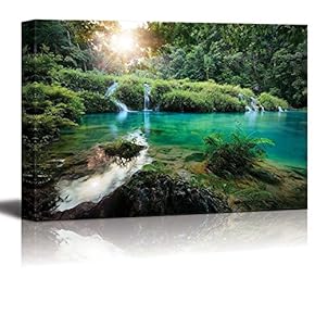 Beautiful Scenery Landscape Cascades National Park in Guatemala Semuc Champey at Sunset Home Deoration ing ped - Canvas Art Wall Art - 12" x 18"