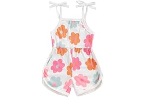 WZTYYDS Toddler Baby Girl Summer Clothes Floral Romper Tie-Up Strap Halter Jumpsuit Infant Summer Sling Playsuit 6M-3T