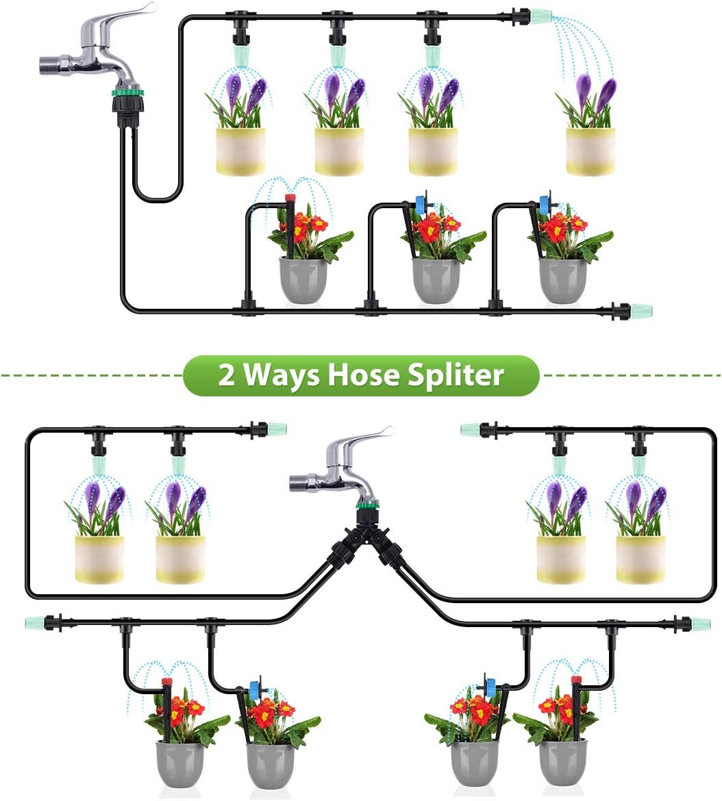 Jeteven 98Ft/30m Drip Irrigation Hydroponics Supplies System Drippers Kit Tubing Accessories DIY Saving Water Automatic Irrigation Equipment Set for Garden Greenhouse, Flower Bed, Patio, Lawn : Garden & Outdoor