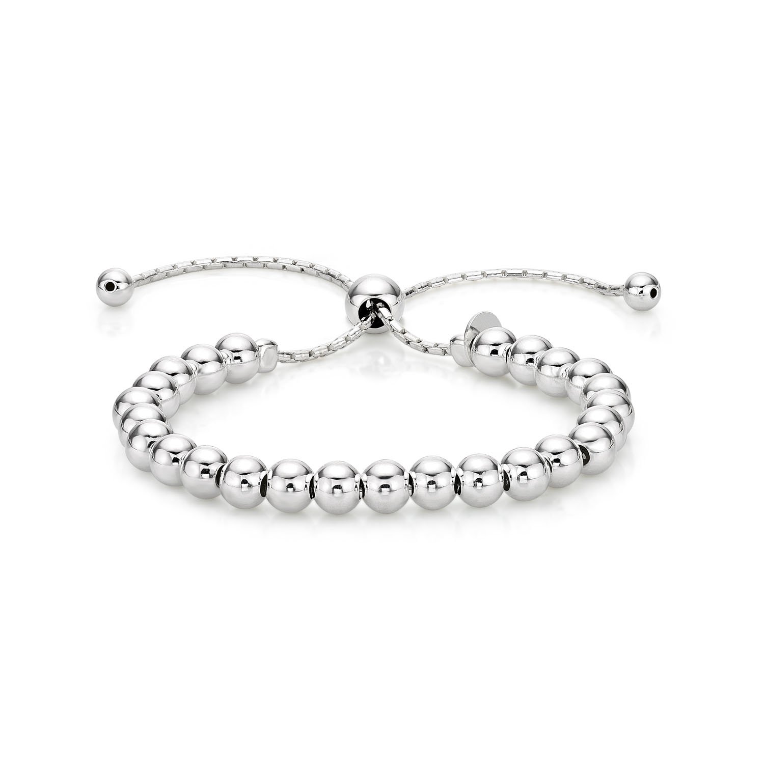 Diamond Treats Ladies Silver Bracelet, 925 Sterling Silver Fashionable Italian Design Ball Bracelet for Women and Teen Girls, Adjustable Ladies Bracelet, Silver Jewellery Gift for Women. — image 1