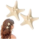 OBTANIM 2 Pcs Starfish Hair Clip Resin Beach Sea Star Hair Pins Mermaid Hair Clips Accessories for Women and Girls