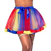 Dmaiy Womens Rainbow Tutu Skirt Layered Tulle Dance Skirts Elastic Adult Tutus Skirt for Halloween Costume Party Running