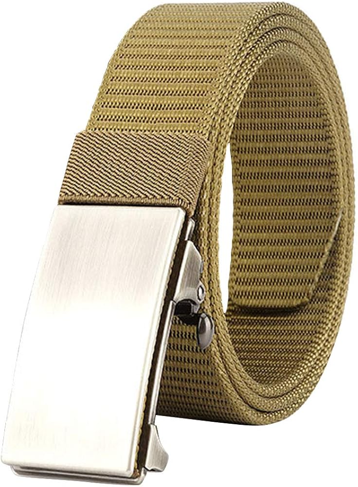 Longwu Mens Nylon Belt, No Holes Thicken Breathable  Ratchet Belts