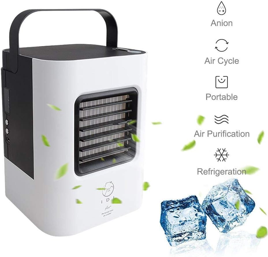 [Newest] Personal Space Air Cooler, 4 in 1 Portable Air Conditioner Fan,Nano Filter, Desktop Evaporative Air Cooler Mini Humidifier & Purifier,3 Speeds and LED breathing Light for Room, Office, Outdoor. ¡­