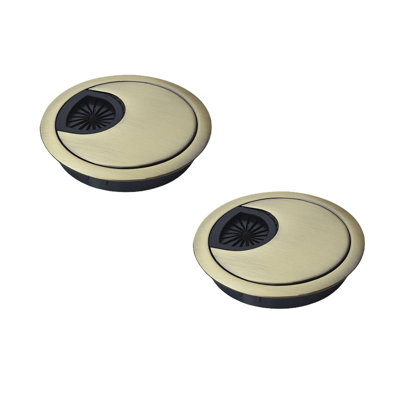 DuDuZui 2PCS 80mm Desk Cable Grommets, Durable Bronze Computer Desk Metal Cable Hole, Round Cable Hole Cover for Office Home Desktop Cable Organizer