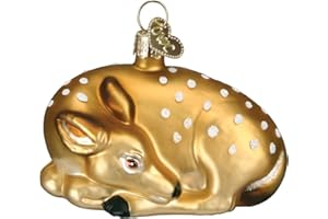 Old World Christmas Fawn Glass Blown Ornament for Christmas Tree, Handcrafted Holiday Decoration, Wildlife Animal Collection