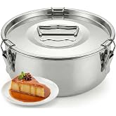 ISAVEDO Flan Mold with Lid - Molde para Flan Quesillera (7.65 x 2.9 in) Stainless Steel Flan Pan - For Baking with Water Bath or Ba&ntilde;o Maria - Flanera